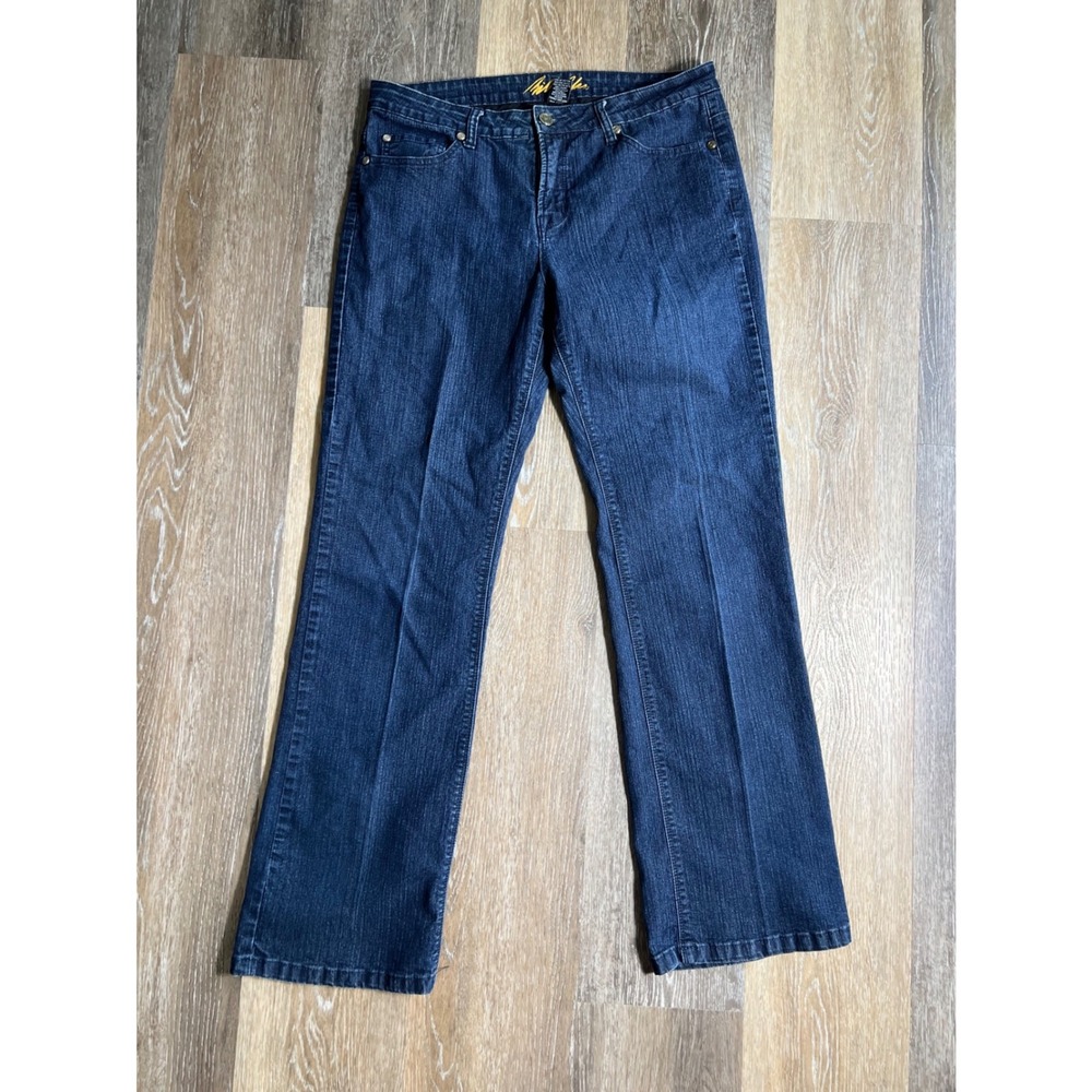 Bill Blass Bootcut Jeans Womens 10 Blue Dark Wash Excellent Gold Sequin Pockets